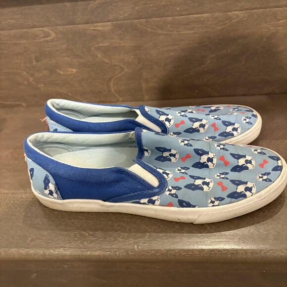 Bucketfeet Shoes Mens Size 8 The Perfect Gentleman Boston Terrier Slip On Canvas - Picture 6 of 10
